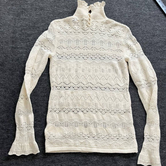 VINTAGE RALPH LAUREN BLUE LABEL MOCK NECK POINTELLE WOOL SWEATER WOMEN SIZE S - Picture 8 of 14